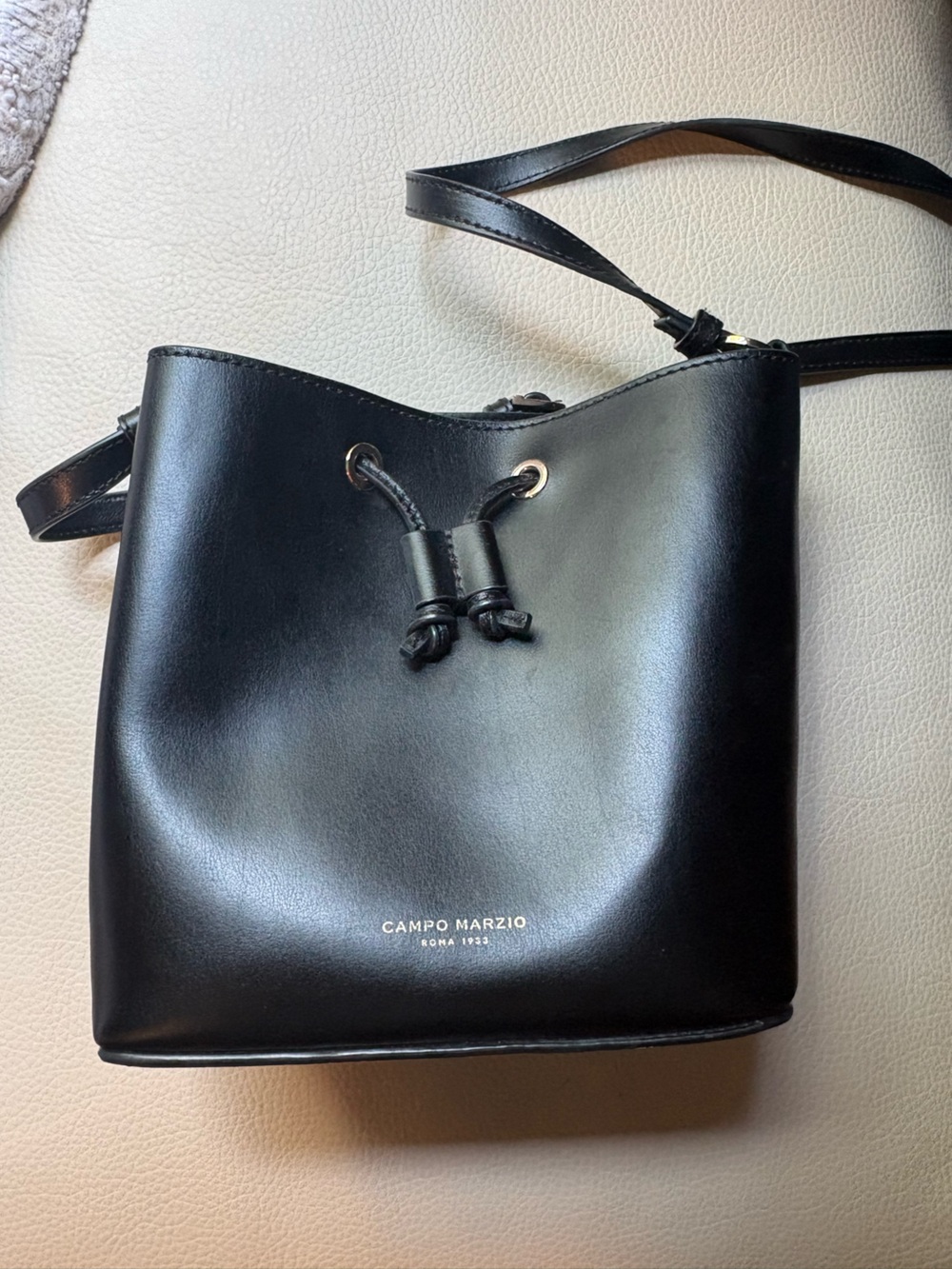Black Italian Leather Bucket Bag